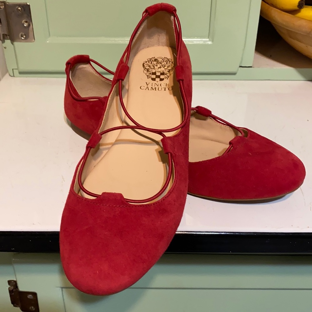 Vince Camuto Red Flats with Stretch Straps